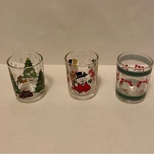 Nostalgic Festive Christmas Shot Glass Trio - Snowman, Tree, and Bell Designs